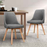 NNEDSZ Set of 2 Replica Dining Chairs Beech Wooden Timber Chair Kitchen Fabric Grey