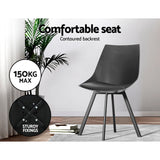NNEDSZ Set of 2 Lylette Dining Chairs Cafe Chairs PU Leather Padded Seat Black