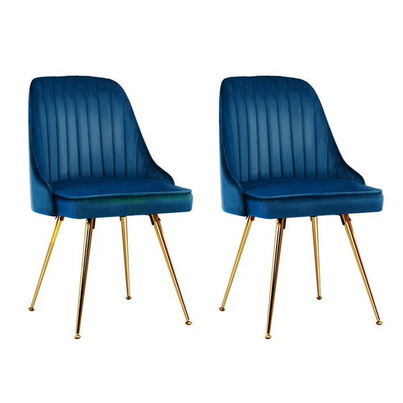 NNEDSZ Set of 2 Dining Chairs Retro Chair Cafe Kitchen Modern Metal Legs Velvet Blue