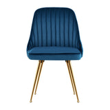 NNEDSZ Set of 2 Dining Chairs Retro Chair Cafe Kitchen Modern Metal Legs Velvet Blue