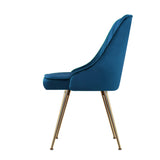 NNEDSZ Set of 2 Dining Chairs Retro Chair Cafe Kitchen Modern Metal Legs Velvet Blue