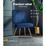 NNEDSZ Set of 2 Dining Chairs Retro Chair Cafe Kitchen Modern Metal Legs Velvet Blue