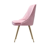 NNEDSZ Set of 2 Dining Chairs Retro Chair Cafe Kitchen Modern Iron Legs Velvet Pink