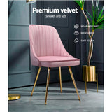 NNEDSZ Set of 2 Dining Chairs Retro Chair Cafe Kitchen Modern Iron Legs Velvet Pink