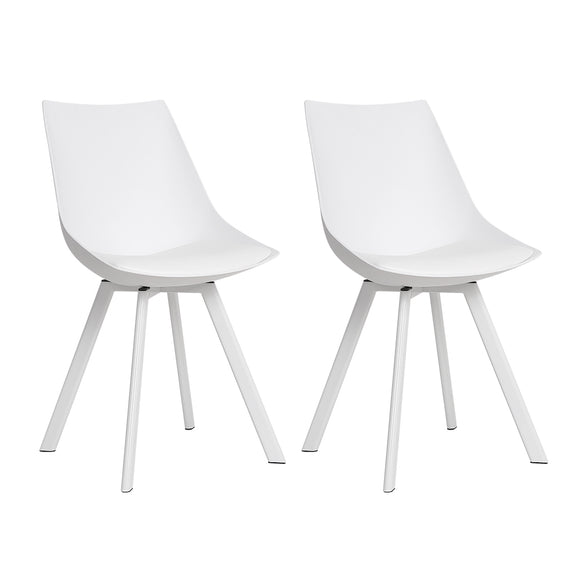NNEDSZ Set of 2 Lylette Dining Chairs Cafe Chairs PU Leather Padded Seat White