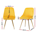 NNEDSZ Set of 2 Dining Chairs Retro Chair Cafe Kitchen Modern Metal Legs Velvet Yellow