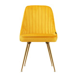 NNEDSZ Set of 2 Dining Chairs Retro Chair Cafe Kitchen Modern Metal Legs Velvet Yellow