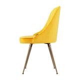 NNEDSZ Set of 2 Dining Chairs Retro Chair Cafe Kitchen Modern Metal Legs Velvet Yellow