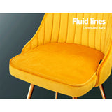 NNEDSZ Set of 2 Dining Chairs Retro Chair Cafe Kitchen Modern Metal Legs Velvet Yellow