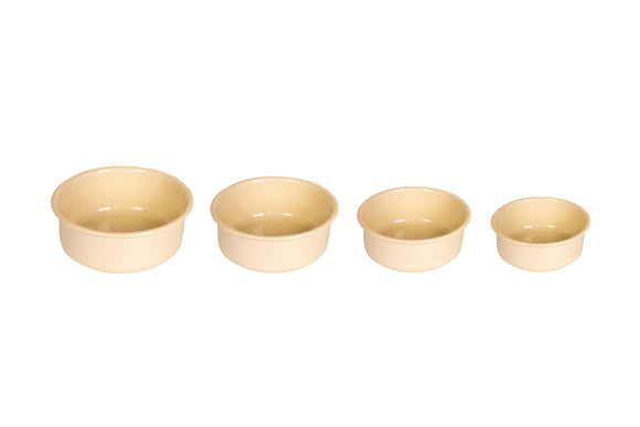 NNEKG urbanStyle Romanian Enamelware Round Bowl 4 Piece Set (Cream 10cm 12cm 14cm & 16cm)