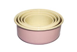 NNEKG urbanStyle Romanian Enamelware Round Bowl 4 Piece Set (Dusty Pink 10cm 12cm 14cm & 16cm)