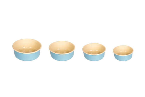 NNEKG urbanStyle Romanian Enamelware Round Bowl 4 Piece Set (Sky Blue 10cm 12cm 14cm & 16cm)