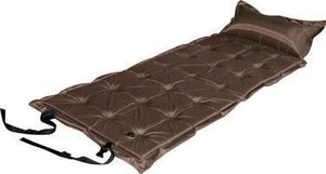 NNEDSZ 21-Points Self-Inflatable Satin Air Mattress With Pillow - BROWN
