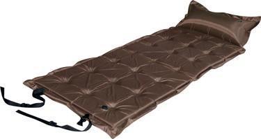 NNEDSZ 21-Points Self-Inflatable Satin Air Mattress With Pillow - BROWN