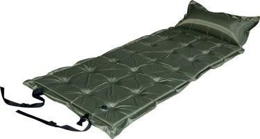 NNEDSZ 21-Points Self-Inflatable Satin Air Mattress With Pillow - OLIVE GREEN