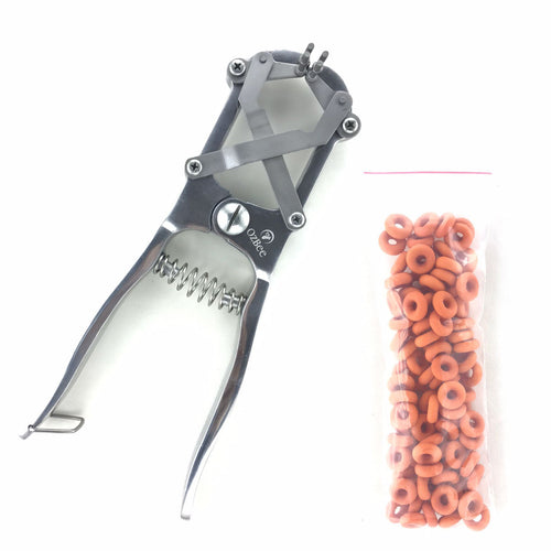 NNEDSZ Cattle Lamb Sheep Stainless Steel Elastrator Castrating Plier with 100 Rubber