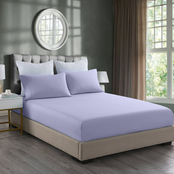 NNEDSZ Comfort 2000TC 3 Piece Fitted Sheet and Pillowcase Set Bamboo Cooling Double Lilac Grey