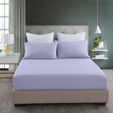 NNEDSZ Comfort 2000TC 3 Piece Fitted Sheet and Pillowcase Set Bamboo Cooling Queen Lilac Grey