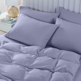 NNEDSZ Comfort 2000TC 6 Piece Bamboo Sheet & Quilt Cover Set Cooling Breathable Double Lilac Grey