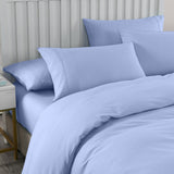 NNEDSZ Comfort 2000TC 6 Piece Bamboo Sheet & Quilt Cover Set Cooling Breathable Queen Light Blue