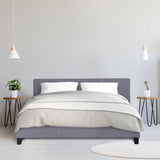 NNEDSZ   Luxury Bed Frame Base And Headboard Solid Wood Padded Linen Fabric - King - Grey