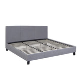 NNEDSZ   Luxury Bed Frame Base And Headboard Solid Wood Padded Linen Fabric - King - Grey