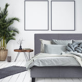 NNEDSZ   Luxury Bed Frame Base And Headboard Solid Wood Padded Linen Fabric - King - Grey