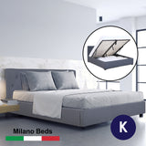 NNEDSZ   Luxury Gas Lift Bed Frame Base And Headboard With Storage - King - Grey