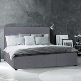 NNEDSZ  Luxury Gas Lift Bed Frame Base And Headboard With Storage - Queen - Grey