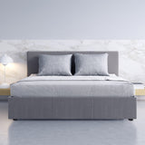 NNEDSZ  Luxury Gas Lift Bed Frame Base And Headboard With Storage - Queen - Grey