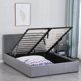 NNEDSZ  Luxury Gas Lift Bed Frame Base And Headboard With Storage - Queen - Grey