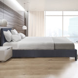 NNEDSZ   Luxury Bed Frame Base And Headboard Solid Wood Padded Linen Fabric - Queen - Charcoal