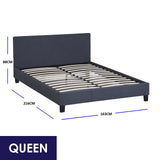 NNEDSZ   Luxury Bed Frame Base And Headboard Solid Wood Padded Linen Fabric - Queen - Charcoal