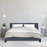 NNEDSZ   Luxury Bed Frame Base And Headboard Solid Wood Padded Linen Fabric - Queen - Charcoal