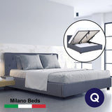 NNEDSZ   Luxury Gas Lift Bed Frame Base And Headboard With Storage - Queen - Charcoal