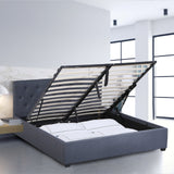 NNEDSZ   Luxury Gas Lift Bed Frame Base And Headboard With Storage - Queen - Charcoal