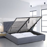 NNEDSZ   Luxury Gas Lift Bed Frame Base And Headboard With Storage - Single - Grey