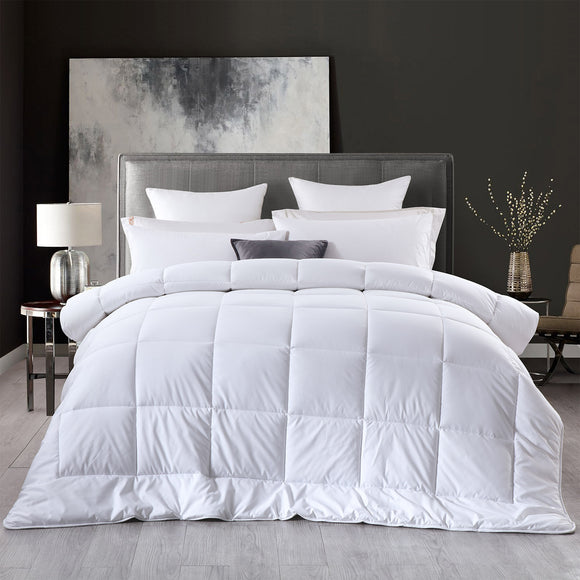NNEDSZ Comfort 260GSM Deluxe Eco-Silk Touch Quilt 100% Cotton Cover Double White