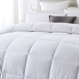 NNEDSZ Comfort 260GSM Deluxe Eco-Silk Touch Quilt 100% Cotton Cover Double White