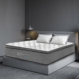 NNEDSZ  Pocket Spring Mattress 5 Zone 32CM Euro Top Memory Foam Medium Firm - Double - White  Grey