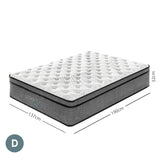 NNEDSZ  Pocket Spring Mattress 5 Zone 32CM Euro Top Memory Foam Medium Firm - Double - White  Grey