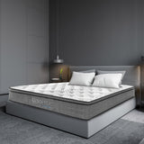 NNEDSZ  Pocket Spring Mattress 5 Zone 32CM Euro Top Memory Foam Medium Firm - King - White  Grey
