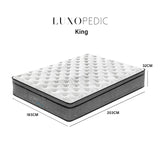 NNEDSZ  Pocket Spring Mattress 5 Zone 32CM Euro Top Memory Foam Medium Firm - King - White  Grey