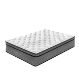 NNEDSZ  Pocket Spring Mattress 5 Zone 32CM Euro Top Memory Foam Medium Firm - King - White  Grey