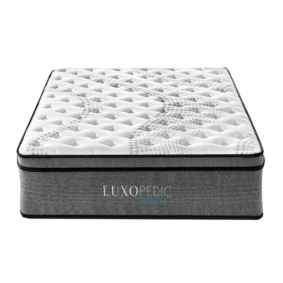 NNEDSZ  Pocket Spring Mattress 5 Zone 32CM Euro Top Memory Foam Medium Firm - King - White  Grey