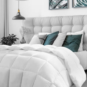 NNEDSZ Decor Silk Touch Quilt 360GSM All Seasons Antibacterial Hypoallergenic King Single White
