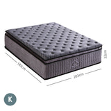NNEDSZ  Decor Bamboo Charcoal Mattress Pocket Spring Pillowtop 5 Zone 32cm Depth - King - Charcoal