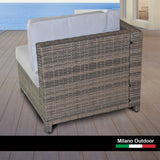 NNEDSZ  Decor 5 Piece Outdoor Sofa Set Rattan Oatmeal Black Patio Garden Lounge