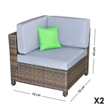 NNEDSZ  Decor 5 Piece Outdoor Sofa Set Rattan Oatmeal Black Patio Garden Lounge