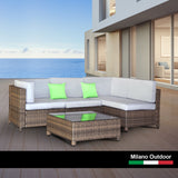 NNEDSZ  Decor 5 Piece Outdoor Sofa Set Rattan Oatmeal Black Patio Garden Lounge